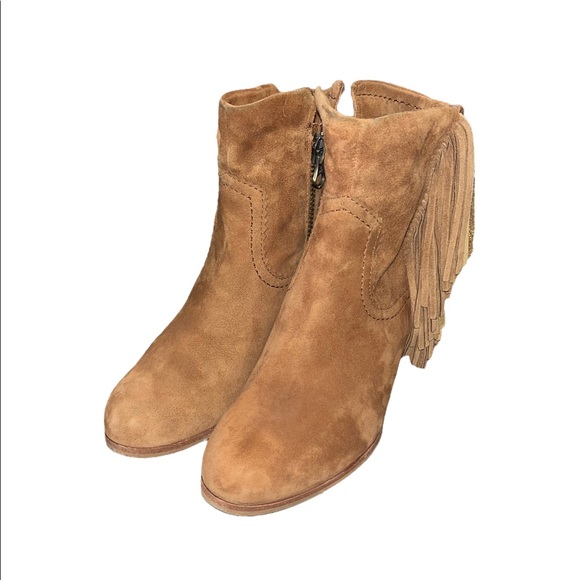 Sam Edelman Louie Suede Fringe Ankle Boots - Picture 2 of 16